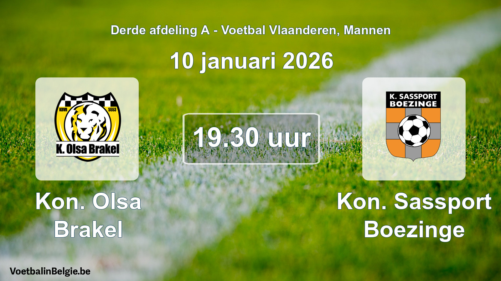 Scheduled match men football: Kon. Olsa Brakel - Kon. Sassport Boezinge (10 January 2026)
