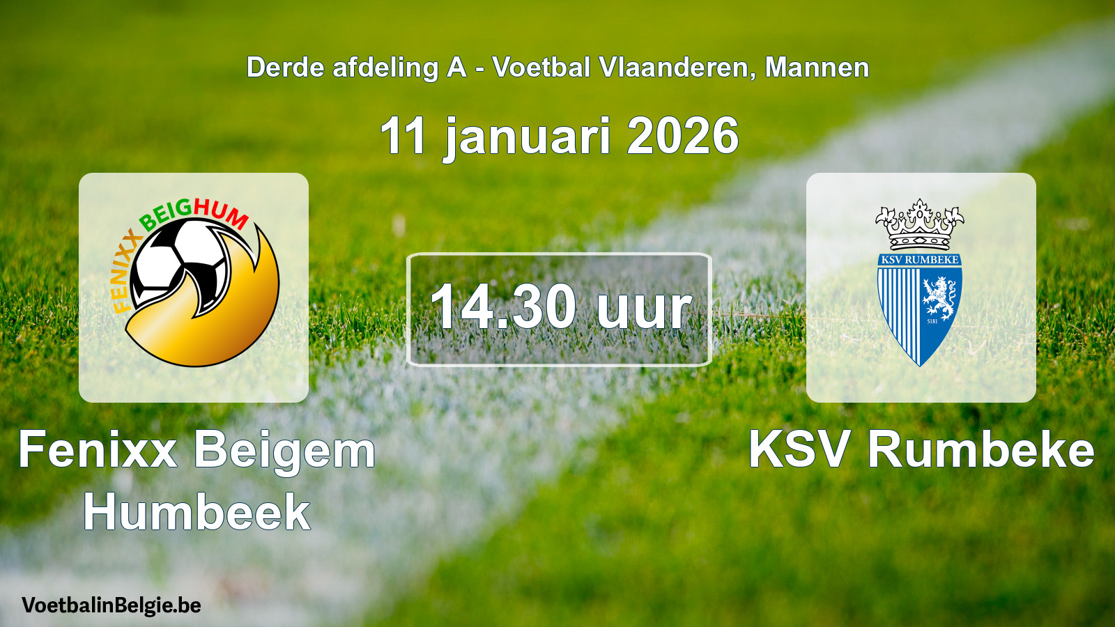 Scheduled match men football: Fenixx Beigem Humbeek - KSV Rumbeke (11 January 2026)