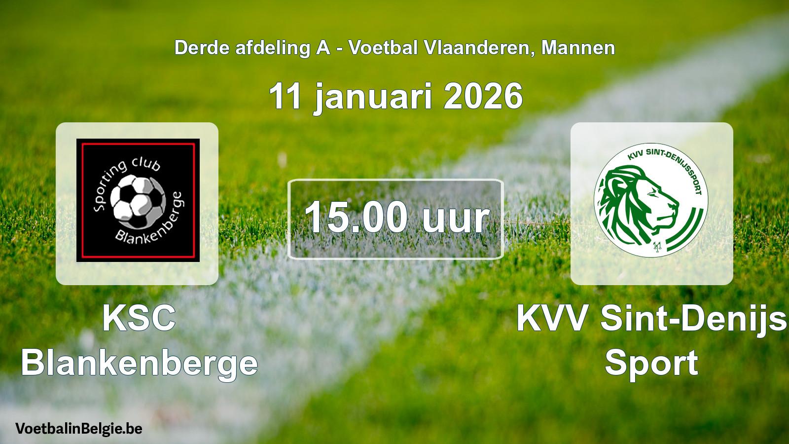 Scheduled match men football: KSC Blankenberge - KVV Sint-Denijs Sport (11 January 2026)