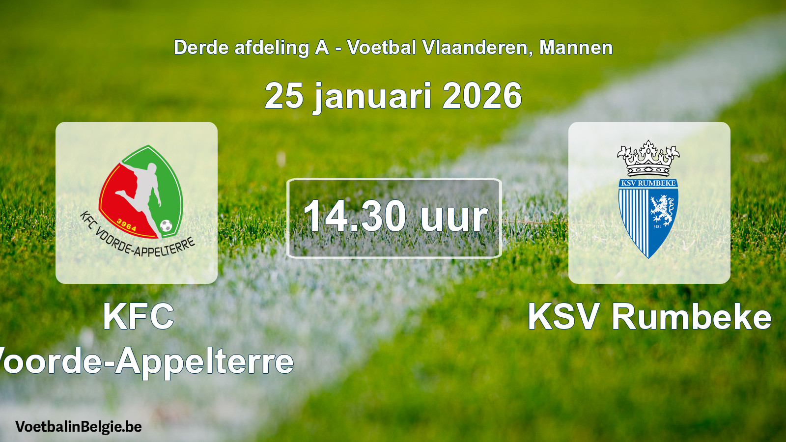 Scheduled match men football: KFC Voorde-Appelterre - KSV Rumbeke (25 January 2026)