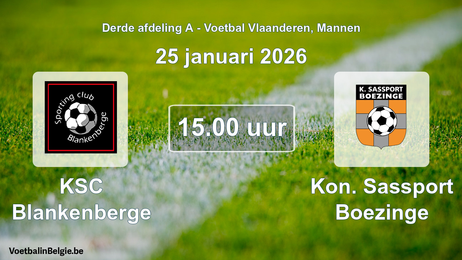 Scheduled match men football: KSC Blankenberge - Kon. Sassport Boezinge (25 January 2026)