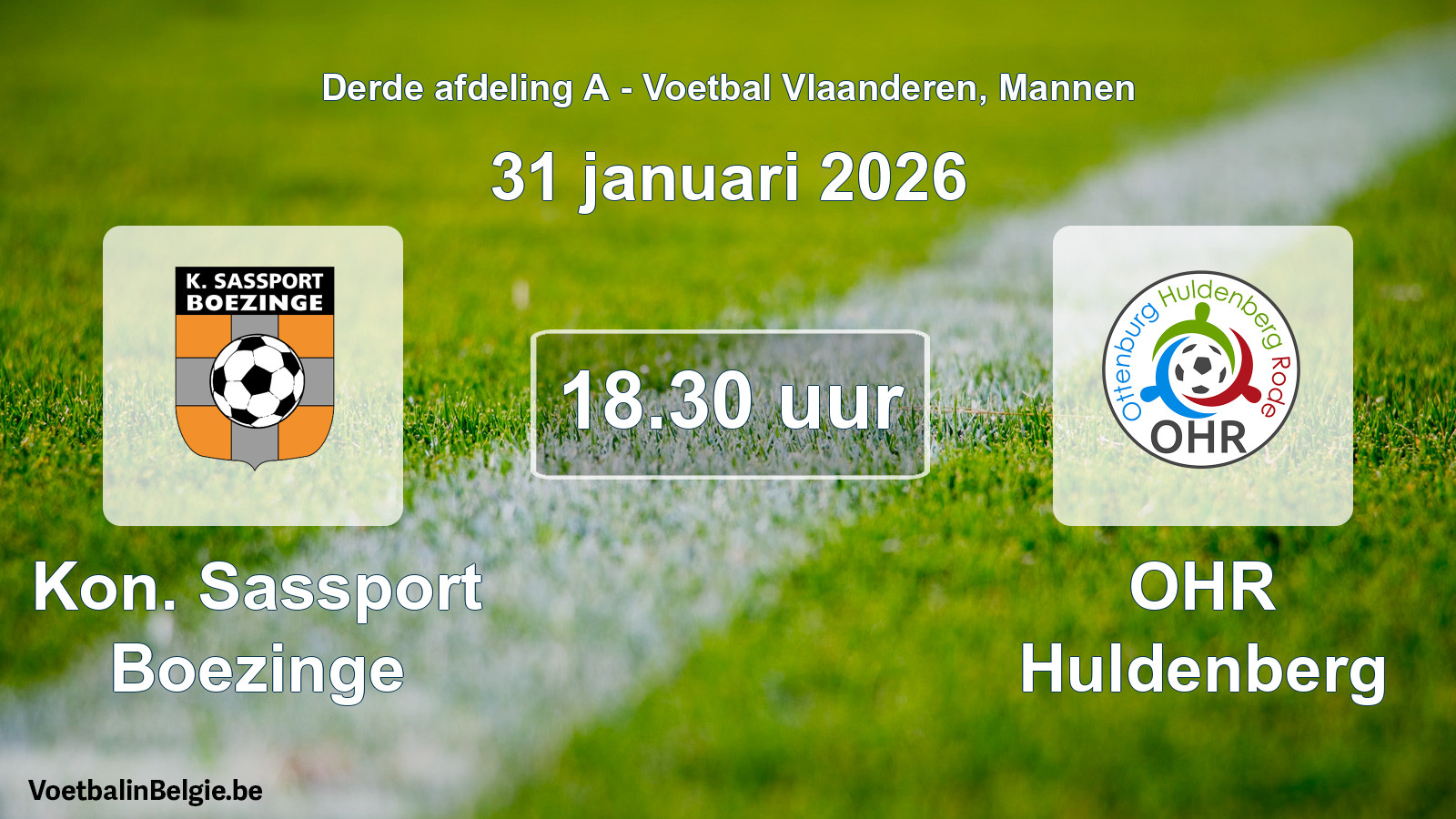 Scheduled match men football: Kon. Sassport Boezinge - OHR Huldenberg (31 January 2026)