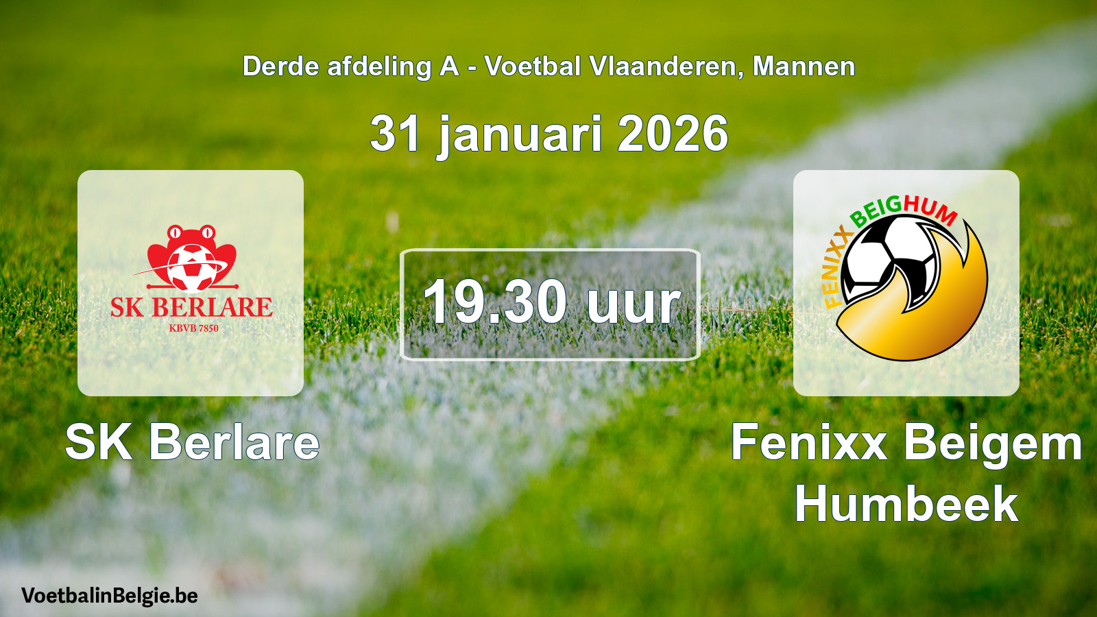 Scheduled match men football: SK Berlare - Fenixx Beigem Humbeek (31 January 2026)