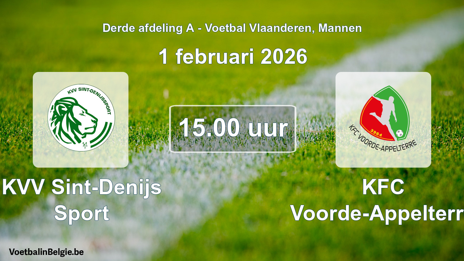 Scheduled match men football: KVV Sint-Denijs Sport - KFC Voorde-Appelterre (1 February 2026)