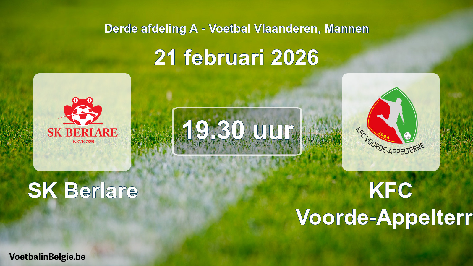 Scheduled match men football: SK Berlare - KFC Voorde-Appelterre (21 February 2026)