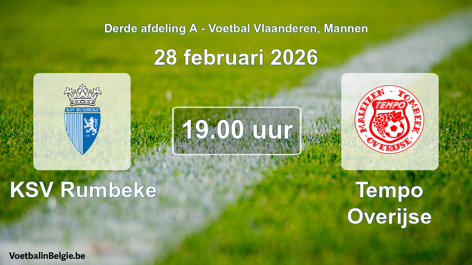 Scheduled match men football: KSV Rumbeke - Tempo Overijse (28 February 2026)