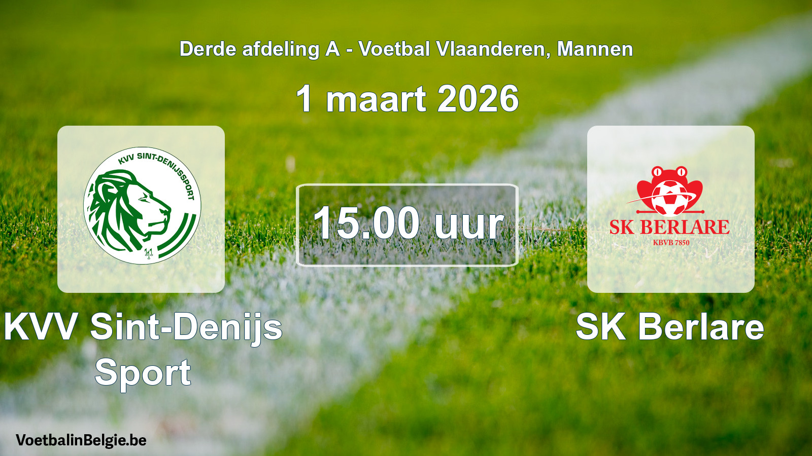 Scheduled match men football: KVV Sint-Denijs Sport - SK Berlare (1 March 2026)