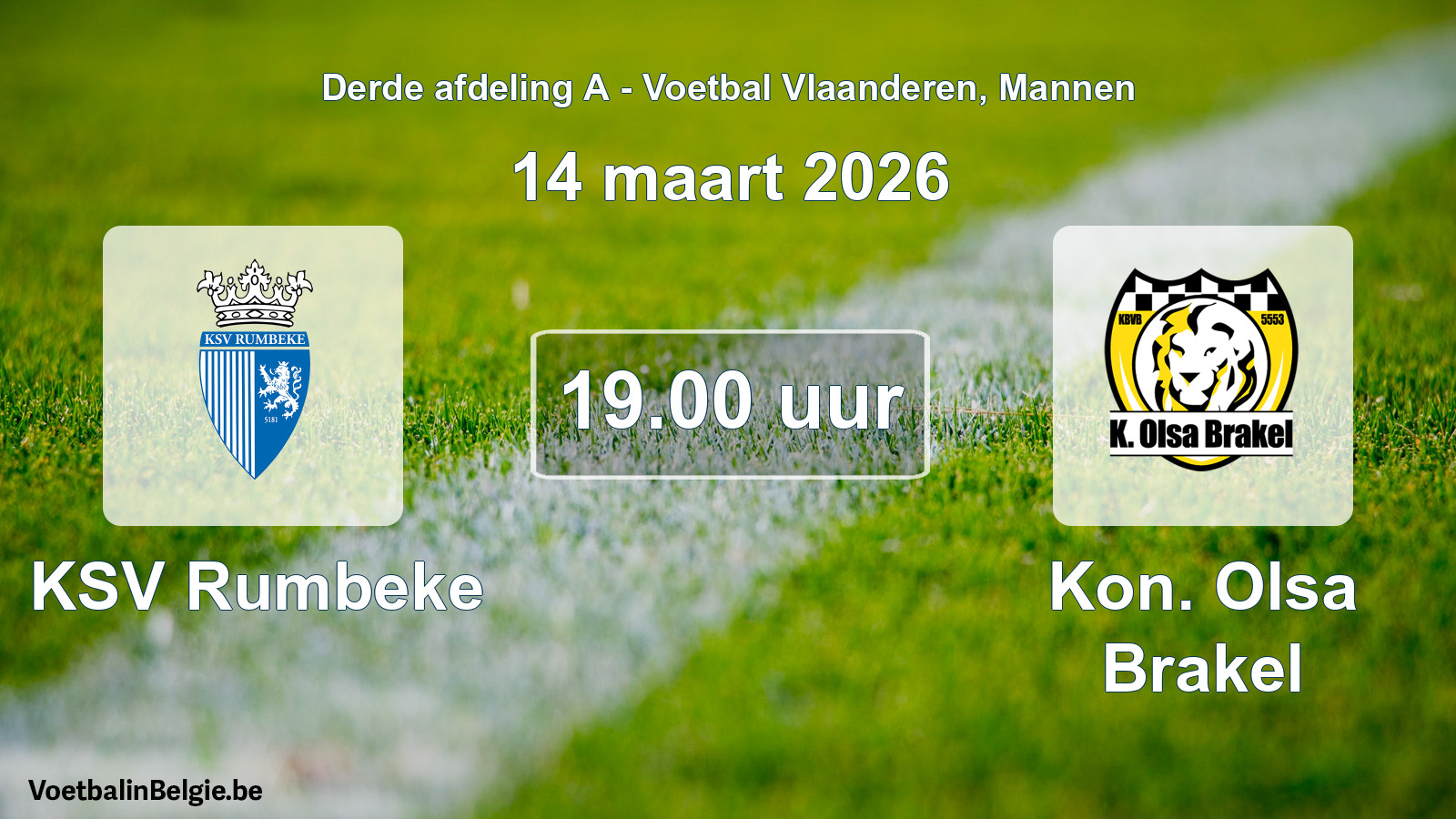 Scheduled match men football: KSV Rumbeke - Kon. Olsa Brakel (14 March 2026)