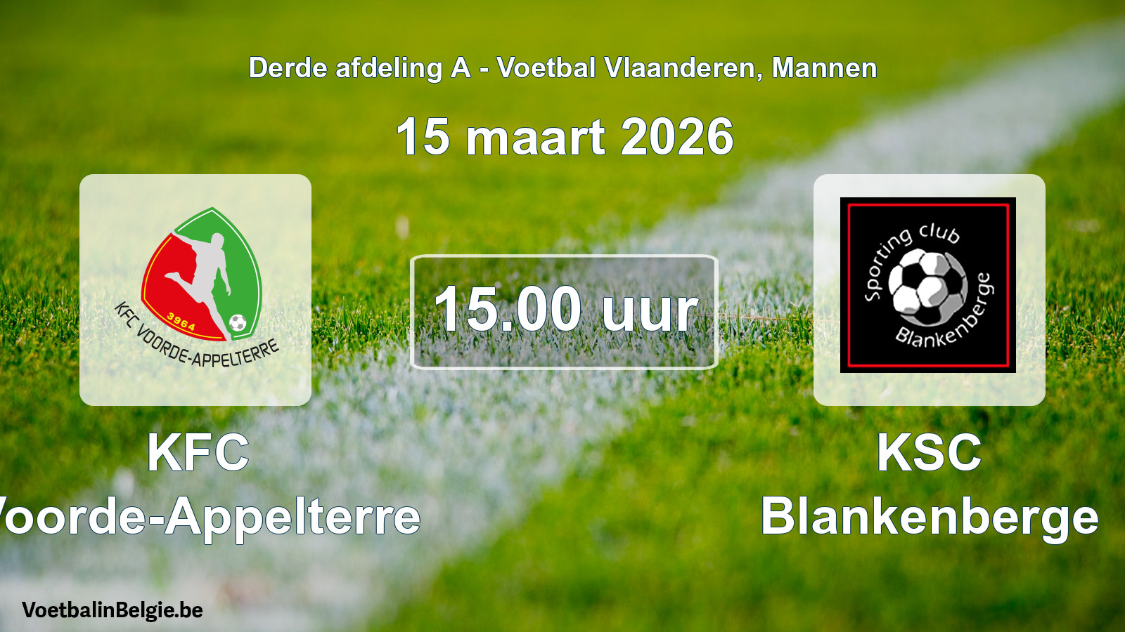 Scheduled match men football: KFC Voorde-Appelterre - KSC Blankenberge (15 March 2026)
