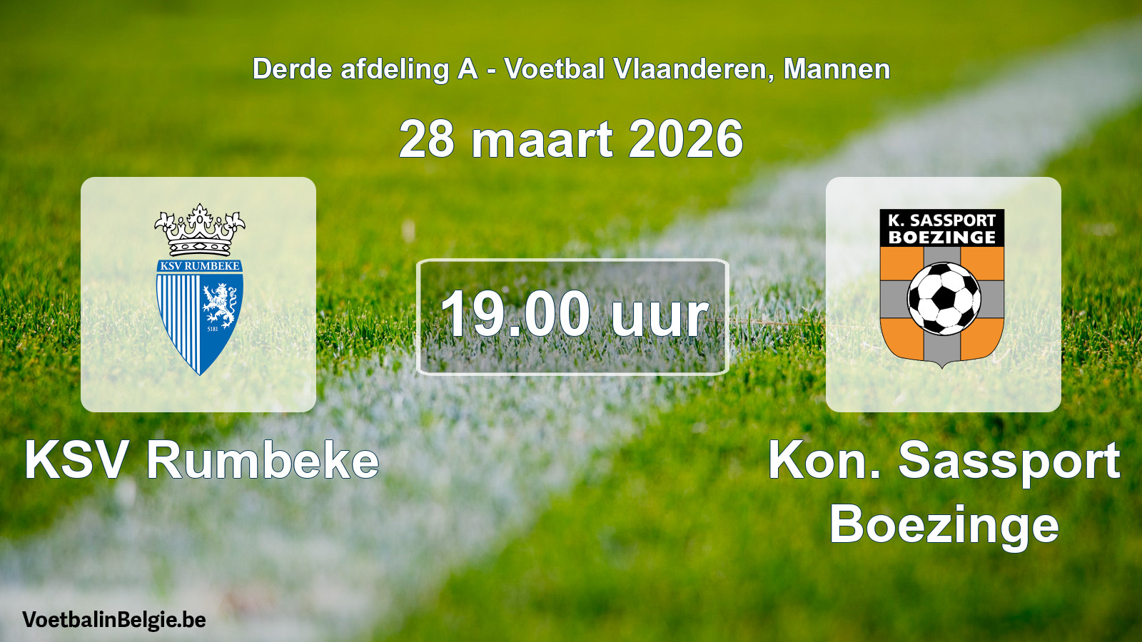 Scheduled match men football: KSV Rumbeke - Kon. Sassport Boezinge (28 March 2026)