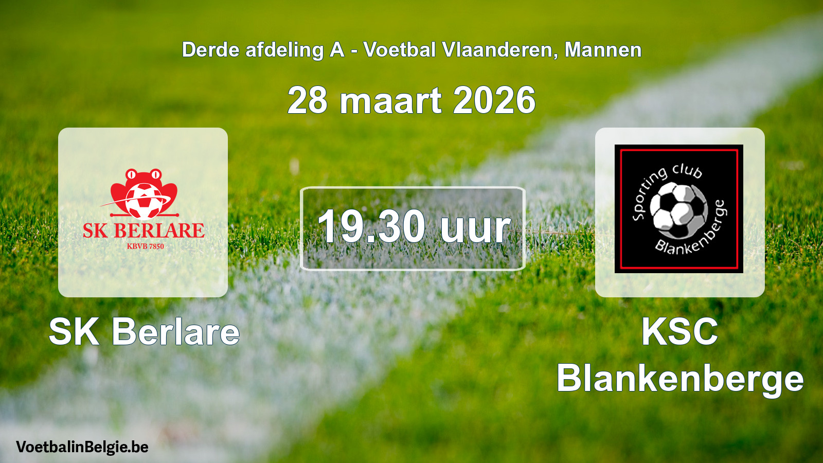 Scheduled match men football: SK Berlare - KSC Blankenberge (28 March 2026)