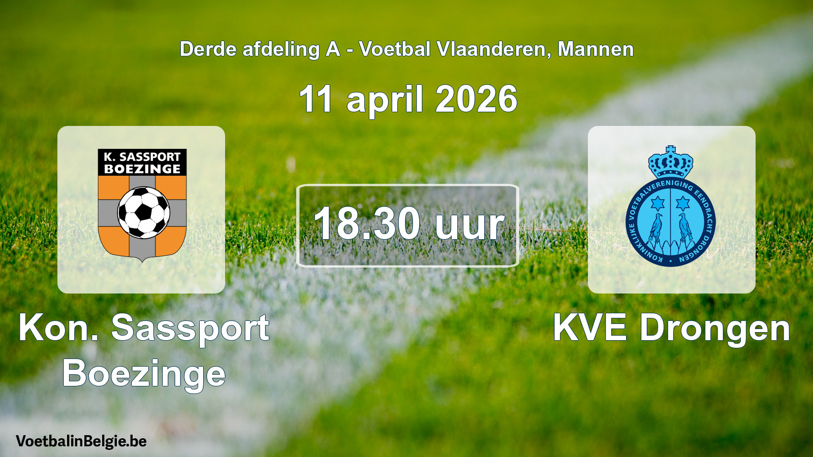 Scheduled match men football: Kon. Sassport Boezinge - KVE Drongen (11 April 2026)
