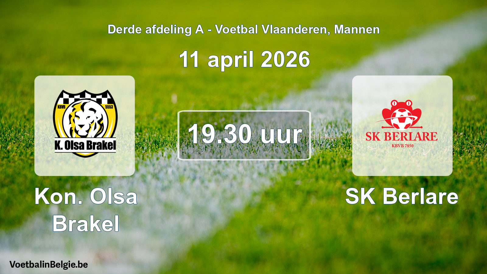 Scheduled match men football: Kon. Olsa Brakel - SK Berlare (11 April 2026)