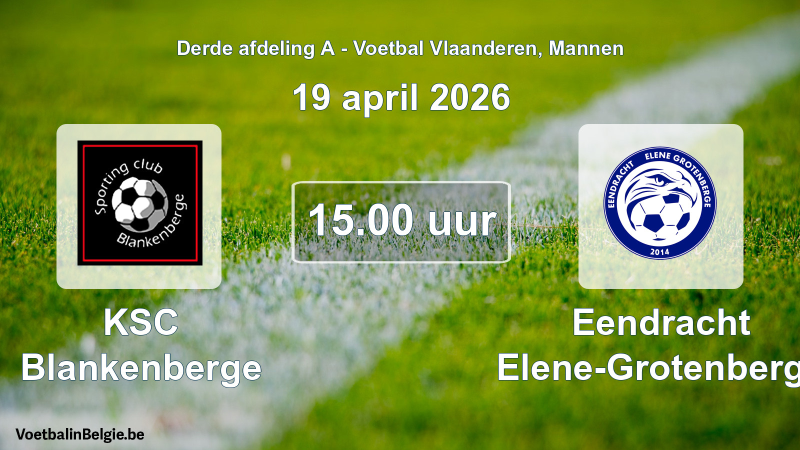 Scheduled match men football: KSC Blankenberge - Eendracht Elene-Grotenberge (19 April 2026)