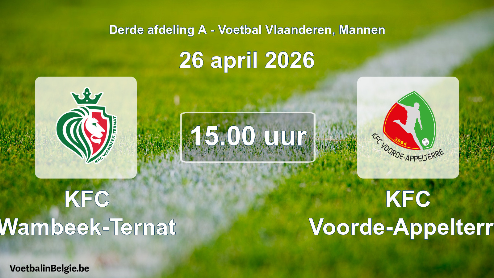 Scheduled match men football: KFC Wambeek-Ternat - KFC Voorde-Appelterre (26 April 2026)