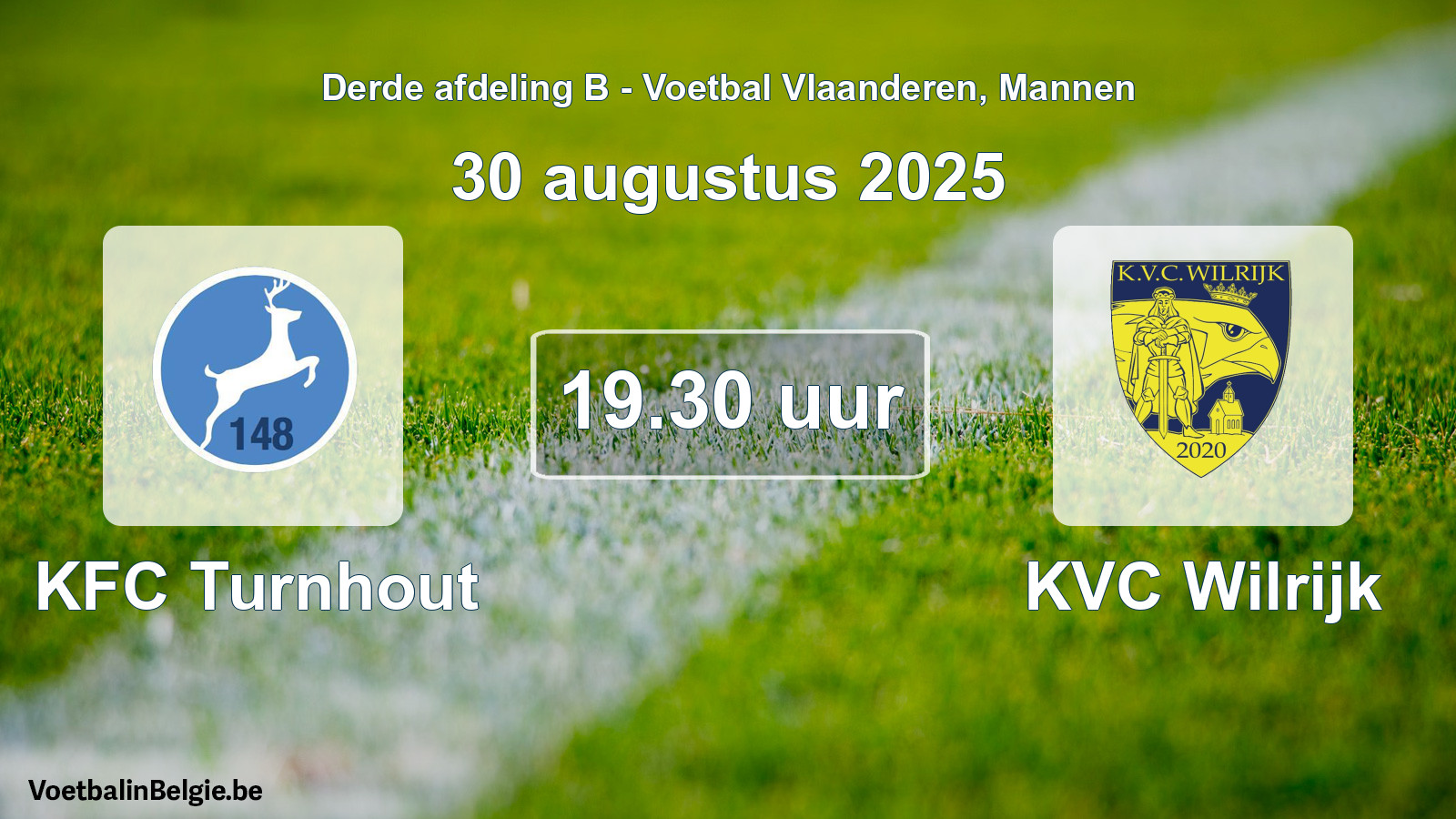 Scheduled match men football: KFC Turnhout - KVC Wilrijk (30 August 2025)