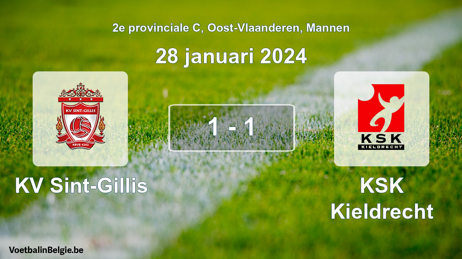 Gespeelde wedstrijd mannenvoetbal: KV Sint-Gillis - KSK Kieldrecht 1 - 1 (28 januari 2024)