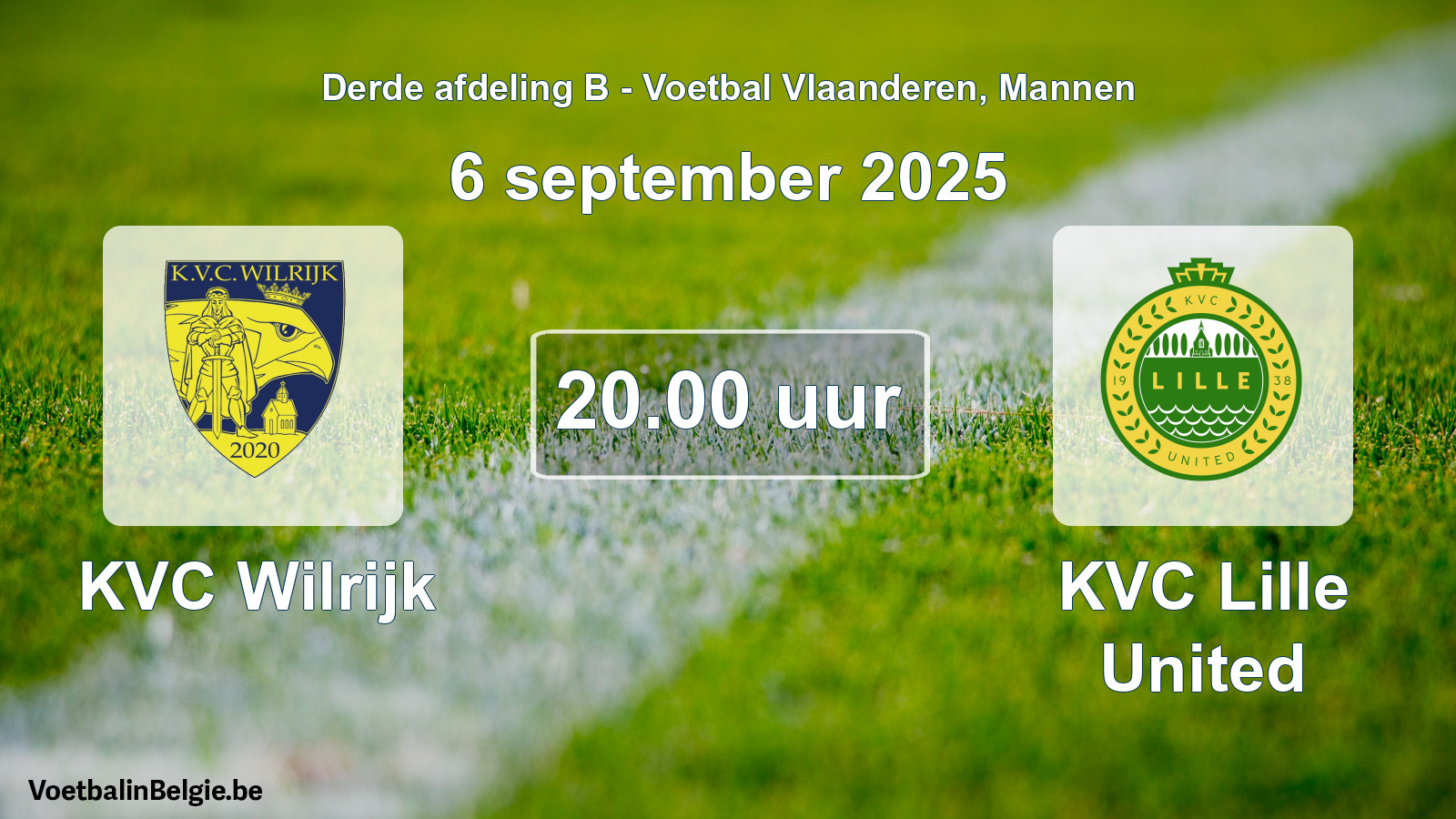 Scheduled match men football: KVC Wilrijk - KVC Lille United (6 September 2025)
