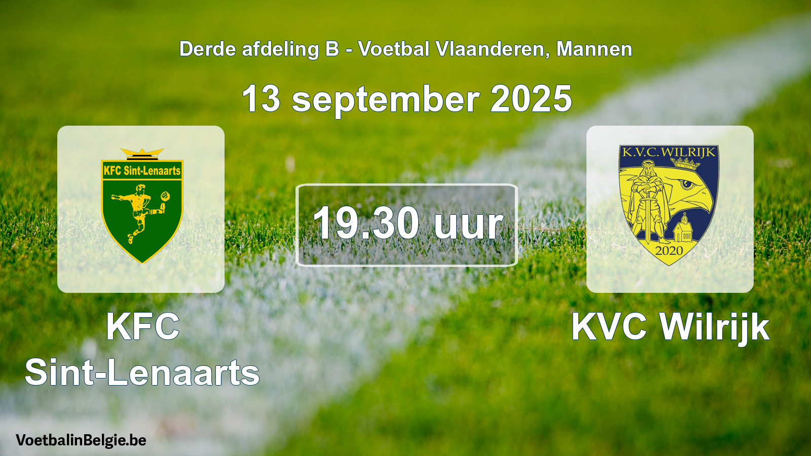 Scheduled match men football: KFC Sint-Lenaarts - KVC Wilrijk (13 September 2025)