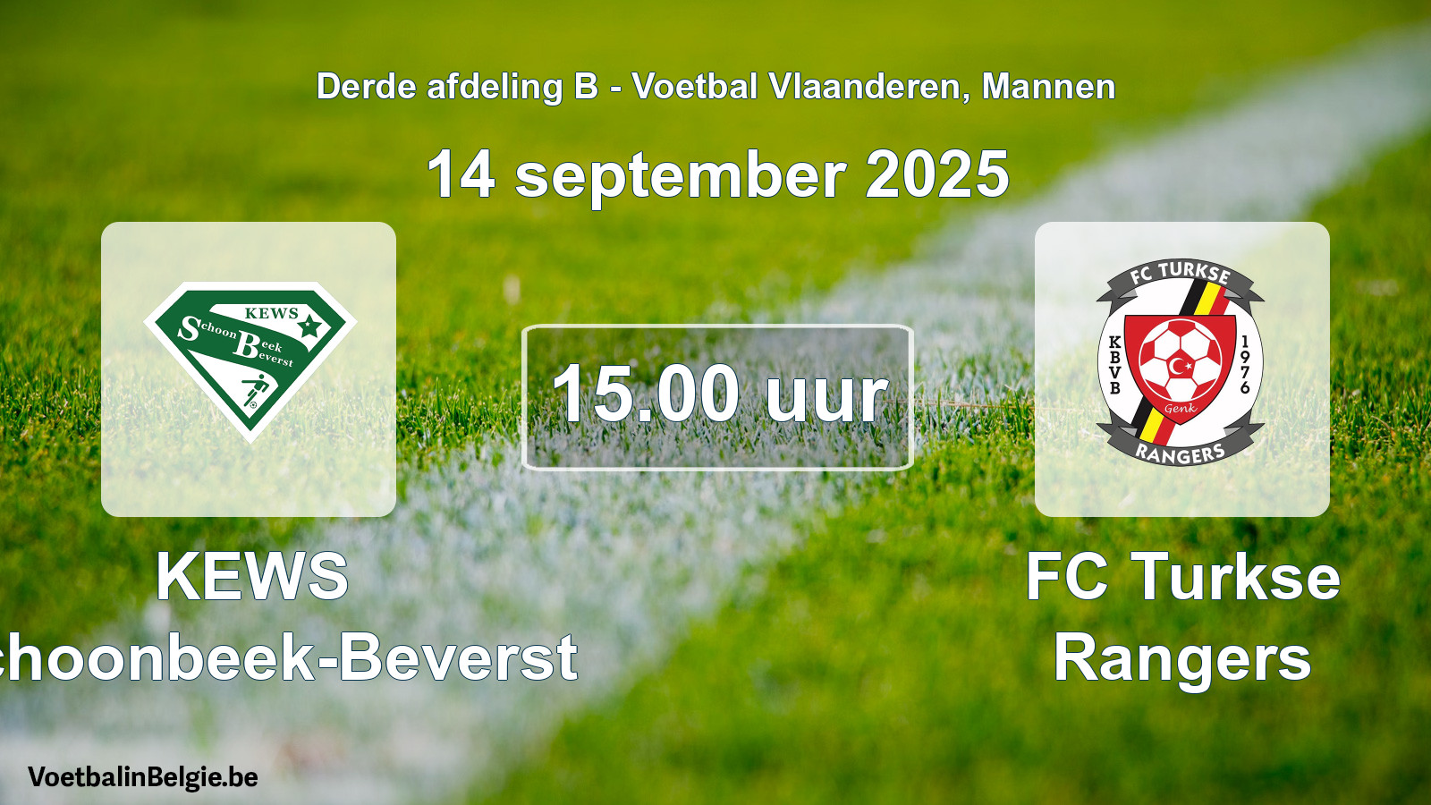 Geplantes Spiel männer-Fußball: KEWS Schoonbeek-Beverst - FC Turkse Rangers (14 September 2025)
