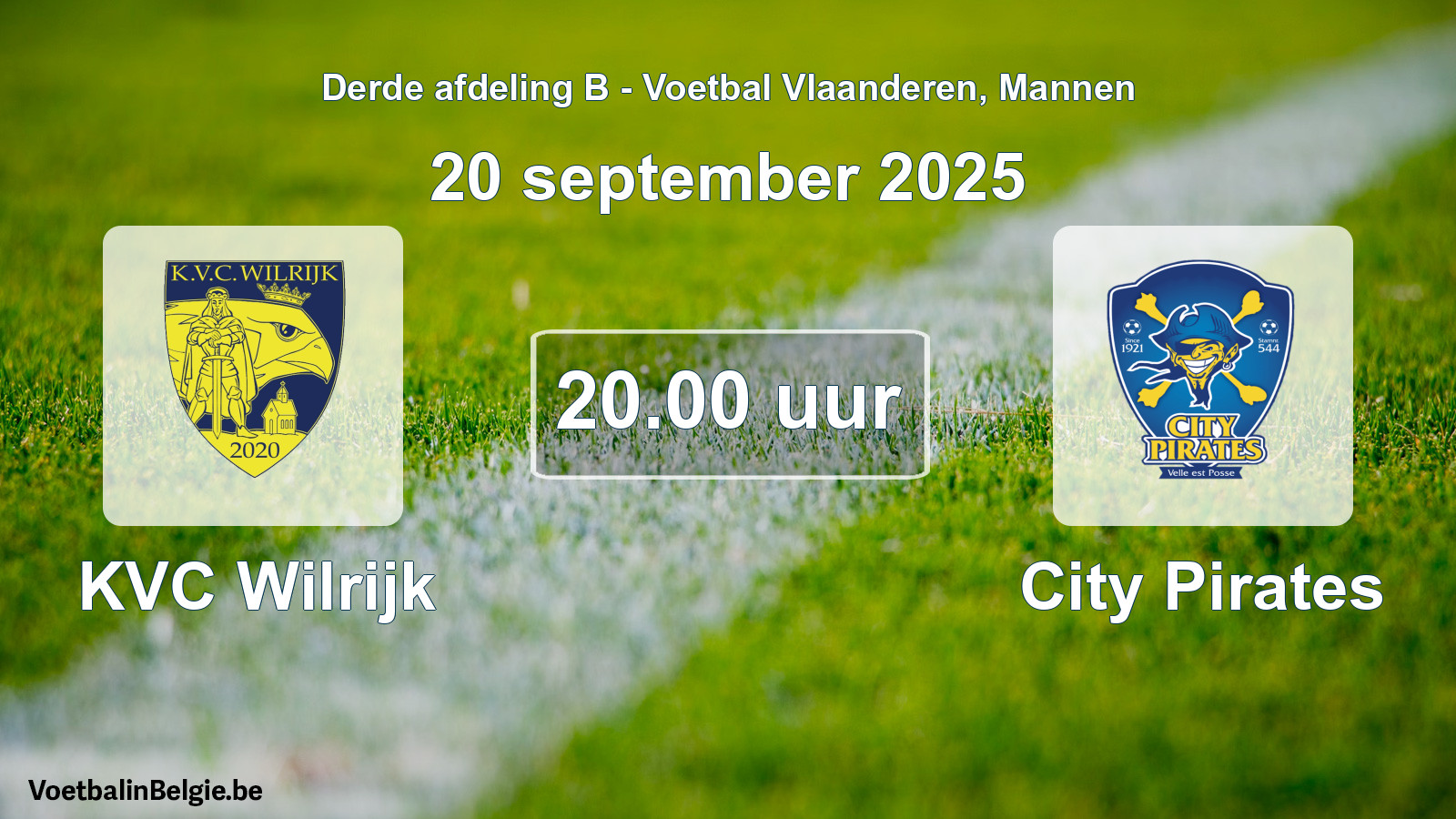 Scheduled match men football: KVC Wilrijk - City Pirates (20 September 2025)
