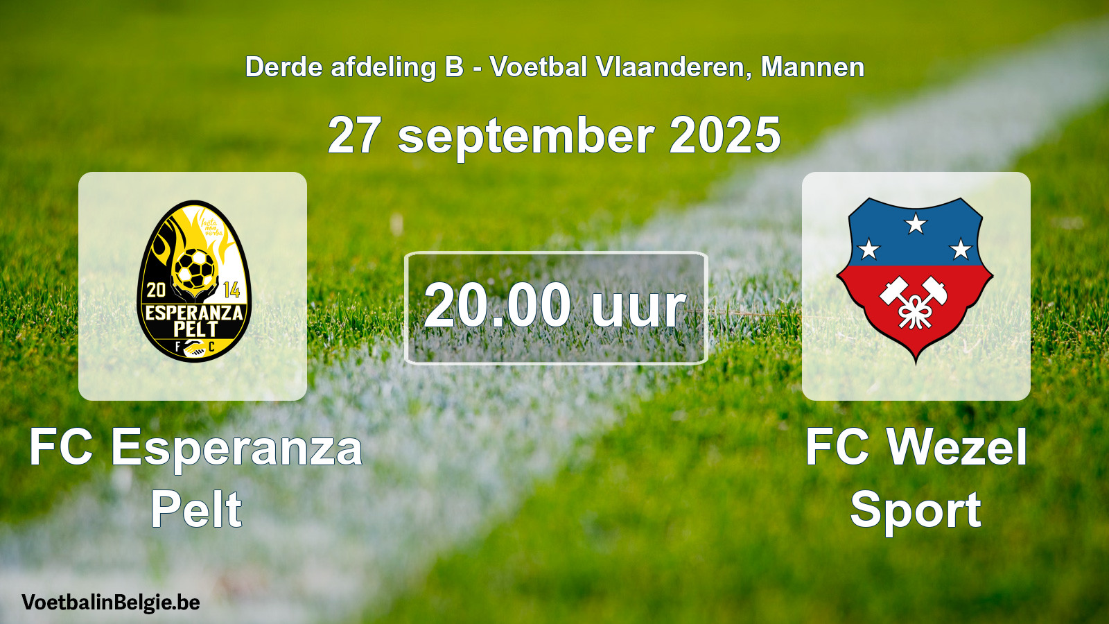 Scheduled match men football: FC Esperanza Pelt - FC Wezel Sport (27 September 2025)