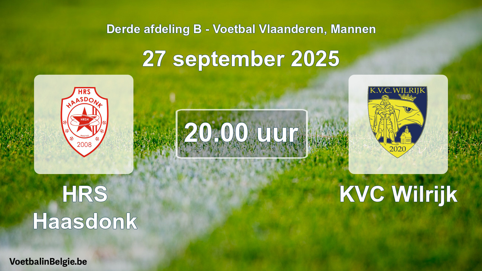 Scheduled match men football: HRS Haasdonk - KVC Wilrijk (27 September 2025)
