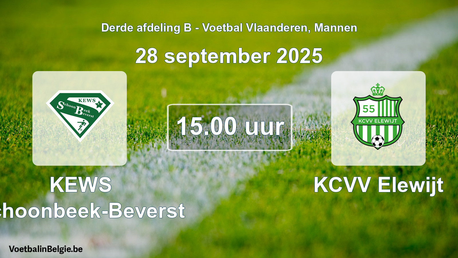 Scheduled match men football: KEWS Schoonbeek-Beverst - KCVV Elewijt (28 September 2025)