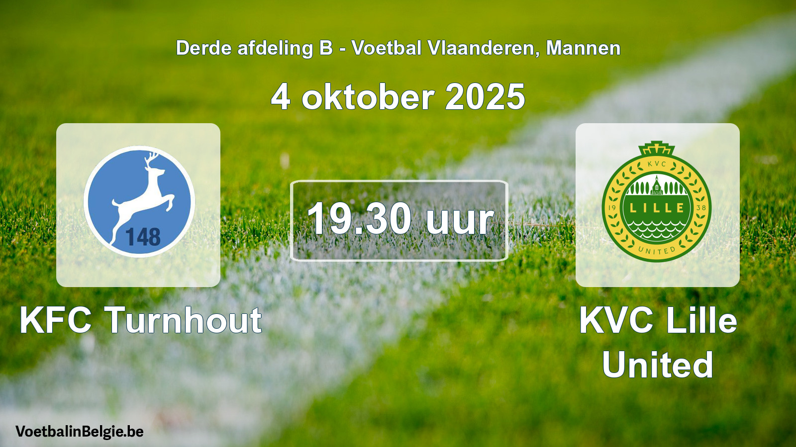 Geplande wedstrijd mannenvoetbal: KFC Turnhout - KVC Lille United (4 oktober 2025)