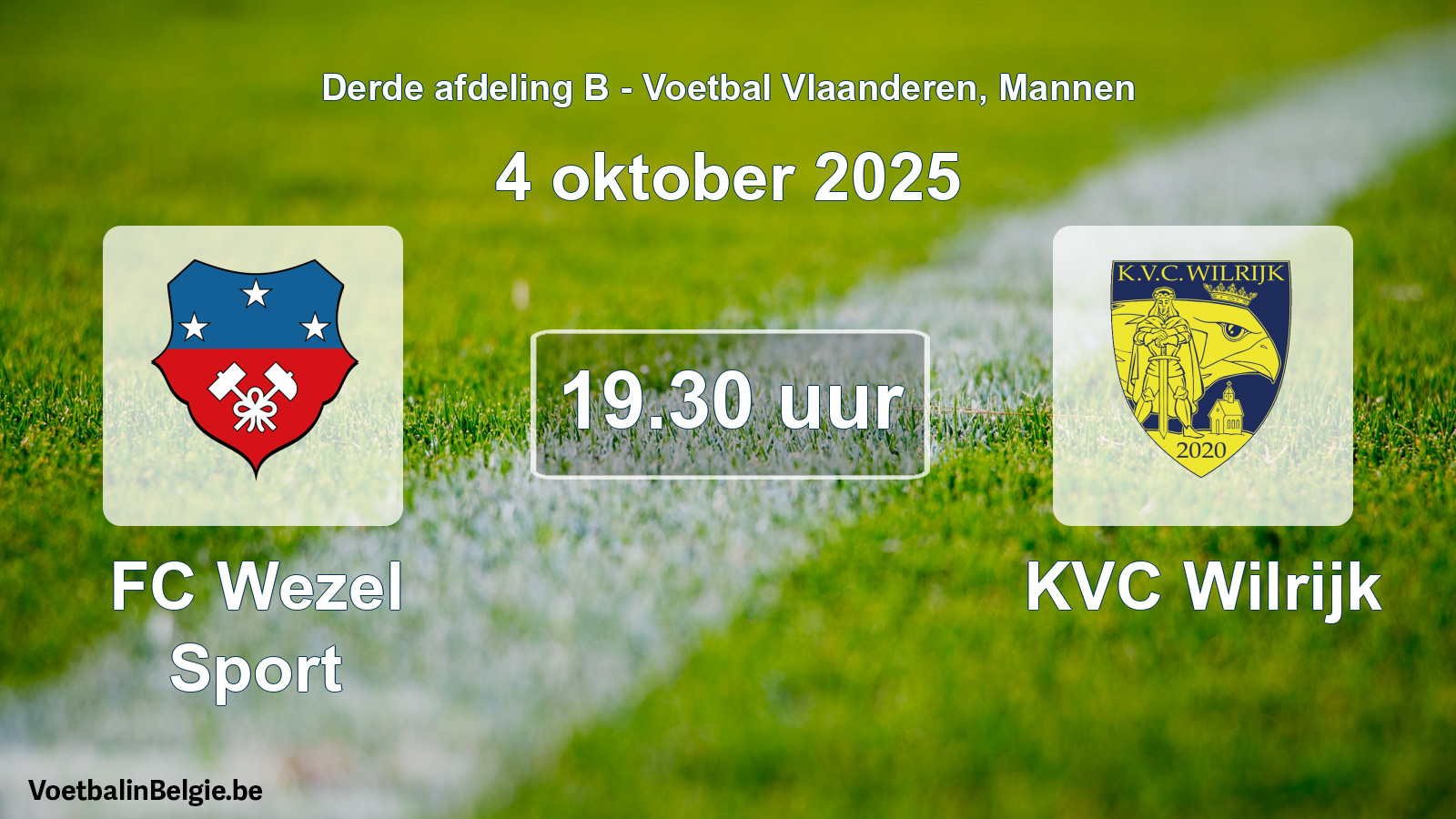 Scheduled match men football: FC Wezel Sport - KVC Wilrijk (4 October 2025)