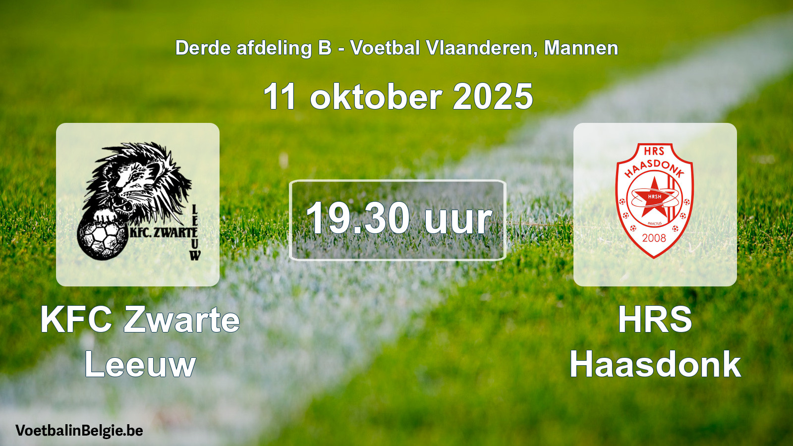 Scheduled match men football: KFC Zwarte Leeuw - HRS Haasdonk (11 October 2025)