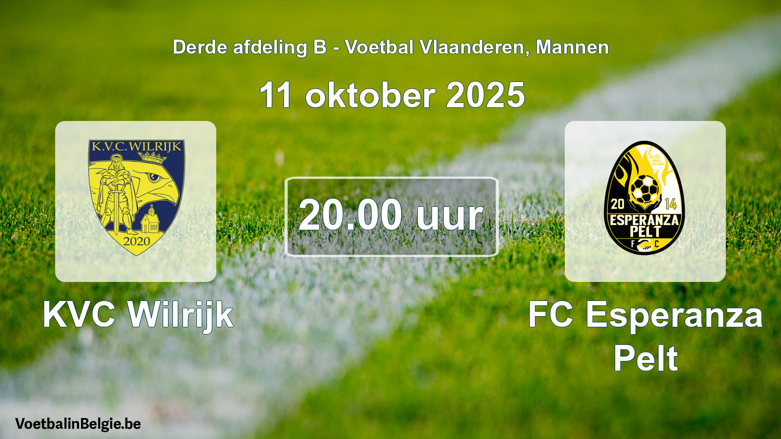 Scheduled match men football: KVC Wilrijk - FC Esperanza Pelt (11 October 2025)