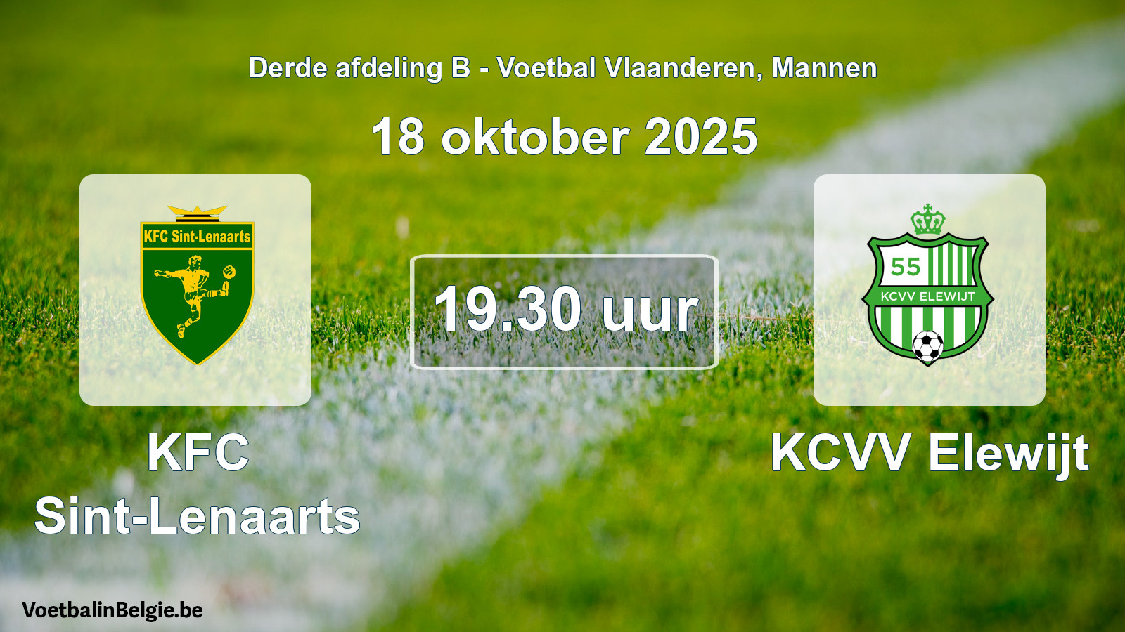 Scheduled match men football: KFC Sint-Lenaarts - KCVV Elewijt (18 October 2025)