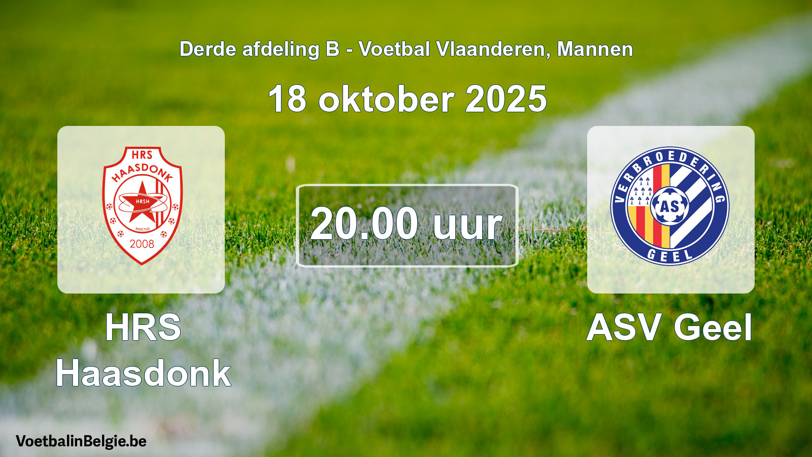 Geplande wedstrijd mannenvoetbal: HRS Haasdonk - ASV Geel (18 oktober 2025)