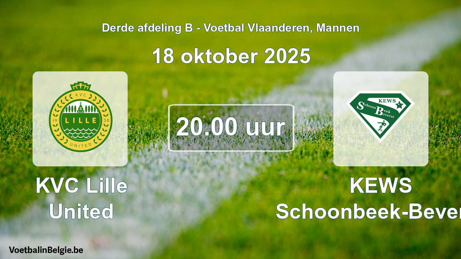 Geplantes Spiel männer-Fußball: KVC Lille United - KEWS Schoonbeek-Beverst (18 Oktober 2025)