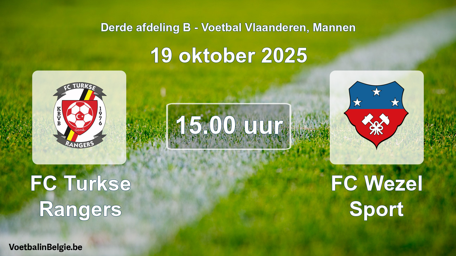 Geplantes Spiel männer-Fußball: FC Turkse Rangers - FC Wezel Sport (19 Oktober 2025)