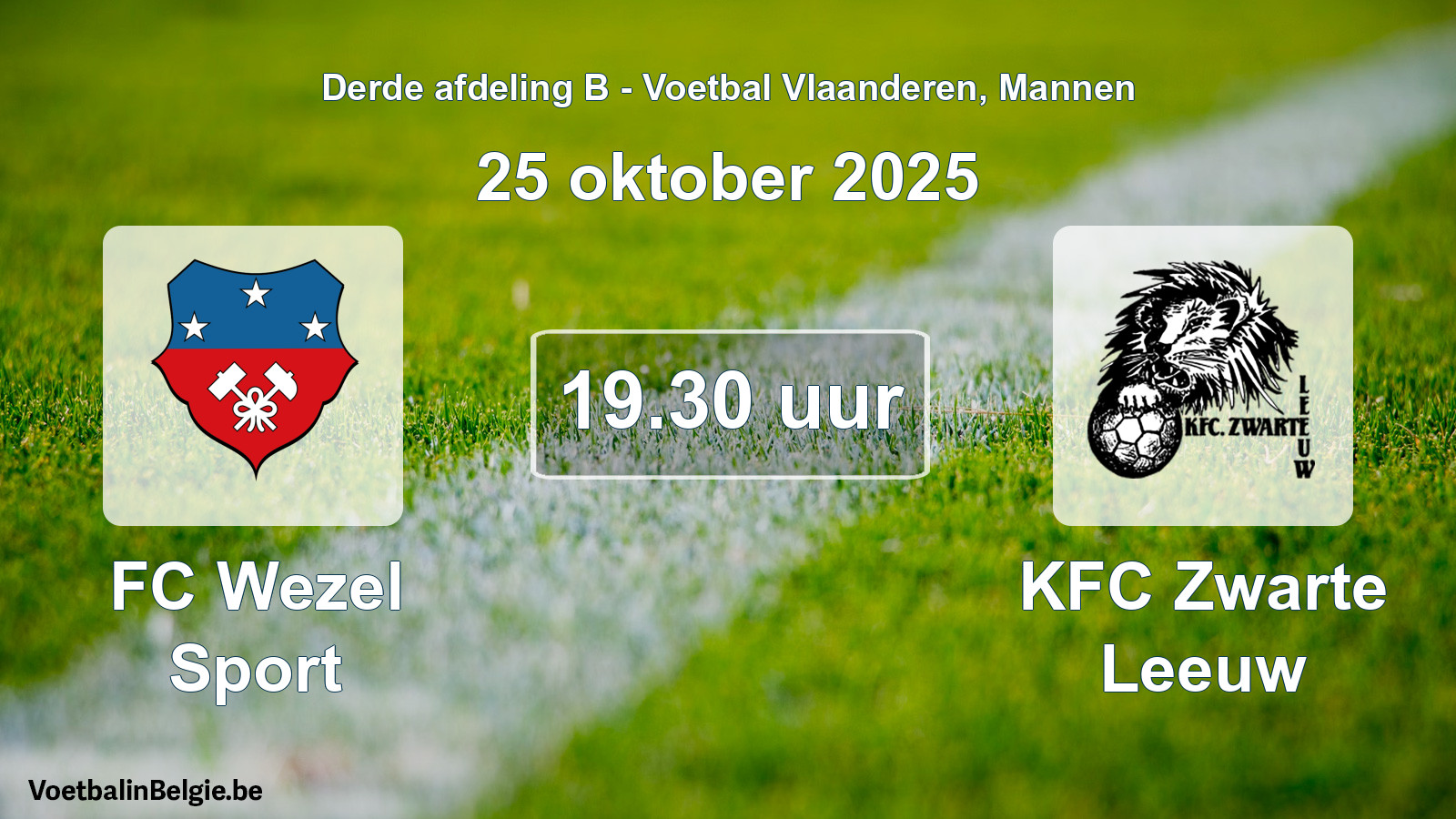 Geplande wedstrijd mannenvoetbal: FC Wezel Sport - KFC Zwarte Leeuw (25 oktober 2025)