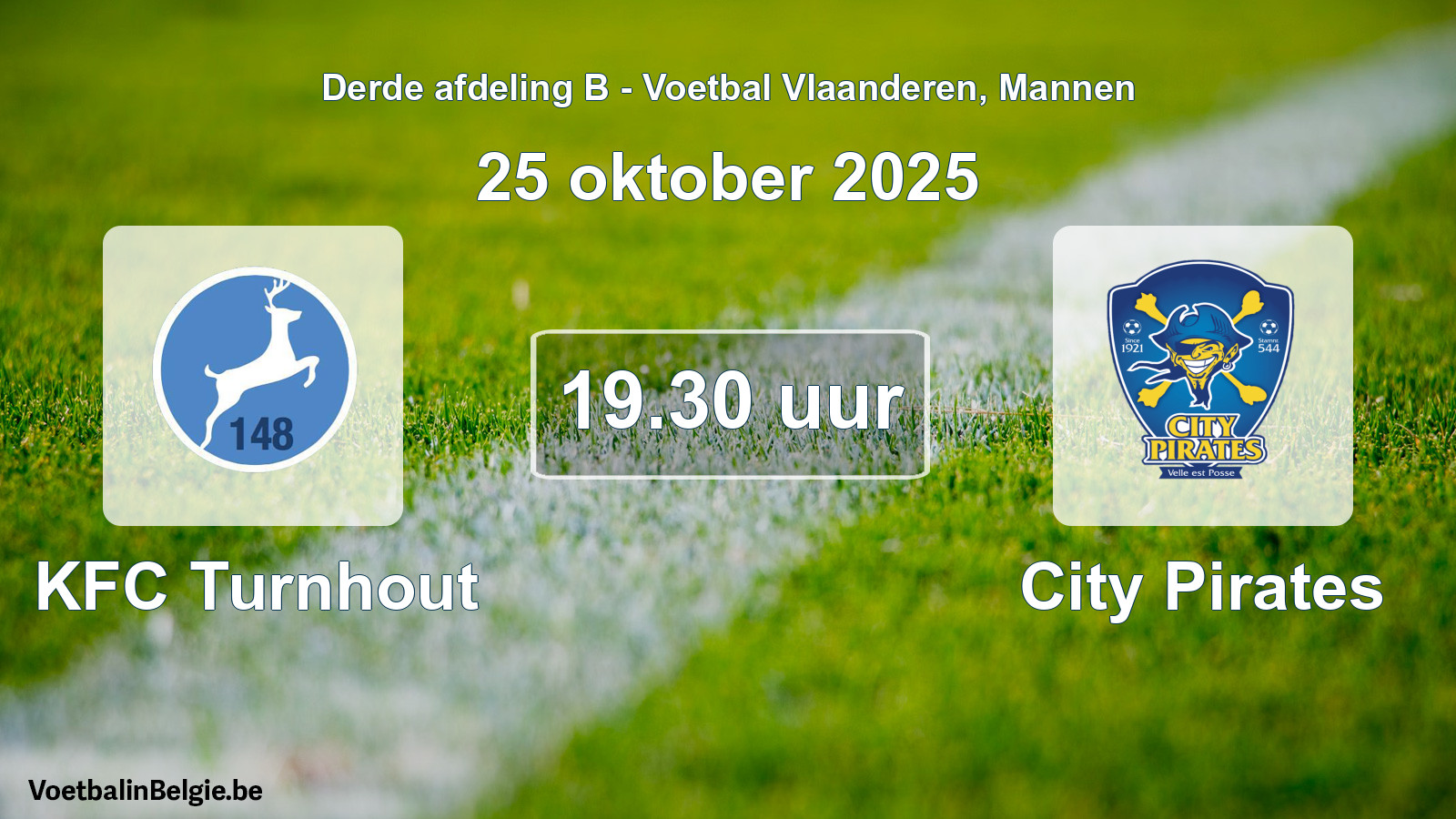 Geplande wedstrijd mannenvoetbal: KFC Turnhout - City Pirates (25 oktober 2025)