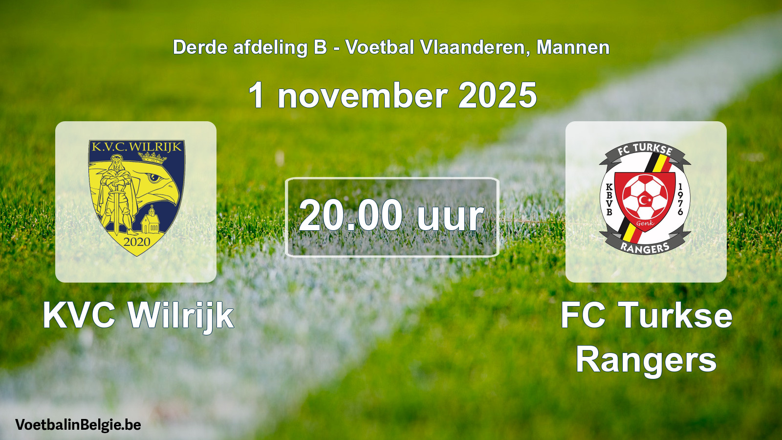 Scheduled match men football: KVC Wilrijk - FC Turkse Rangers (1 November 2025)