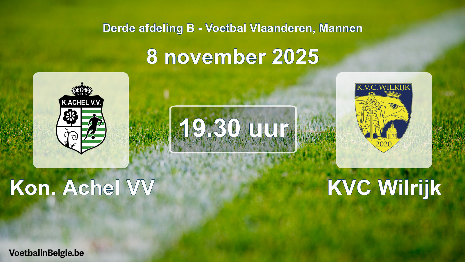 Scheduled match men football: Kon. Achel VV - KVC Wilrijk (8 November 2025)