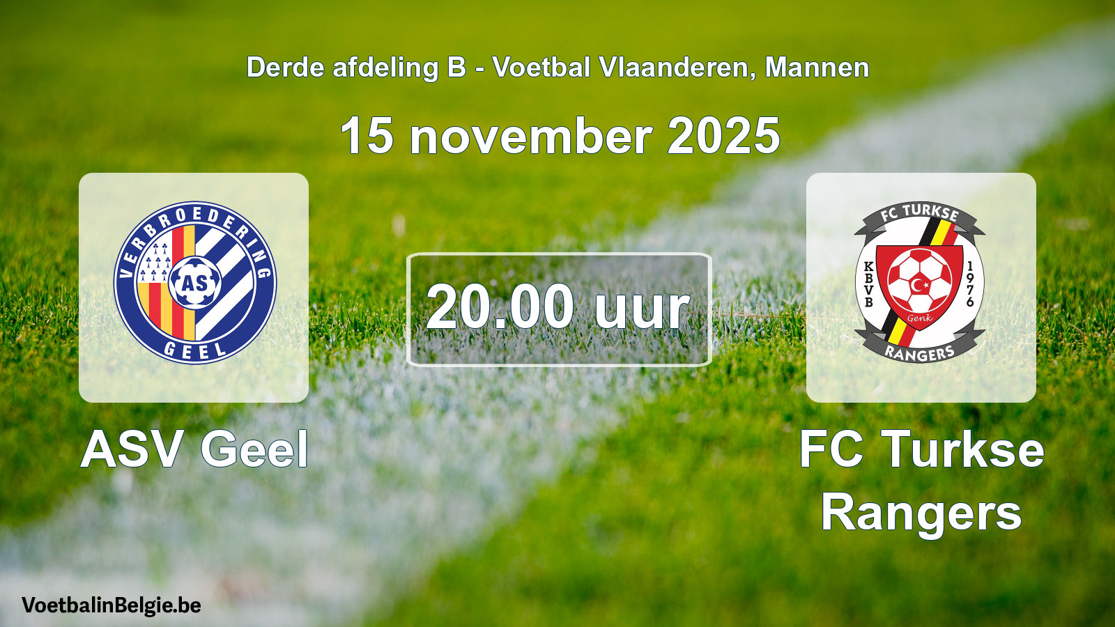 Geplande wedstrijd mannenvoetbal: ASV Geel - FC Turkse Rangers (15 november 2025)