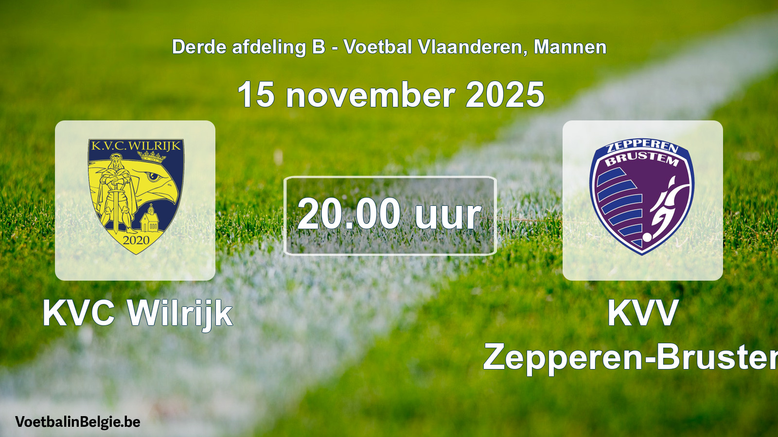 Scheduled match men football: KVC Wilrijk - KVV Zepperen-Brustem (15 November 2025)