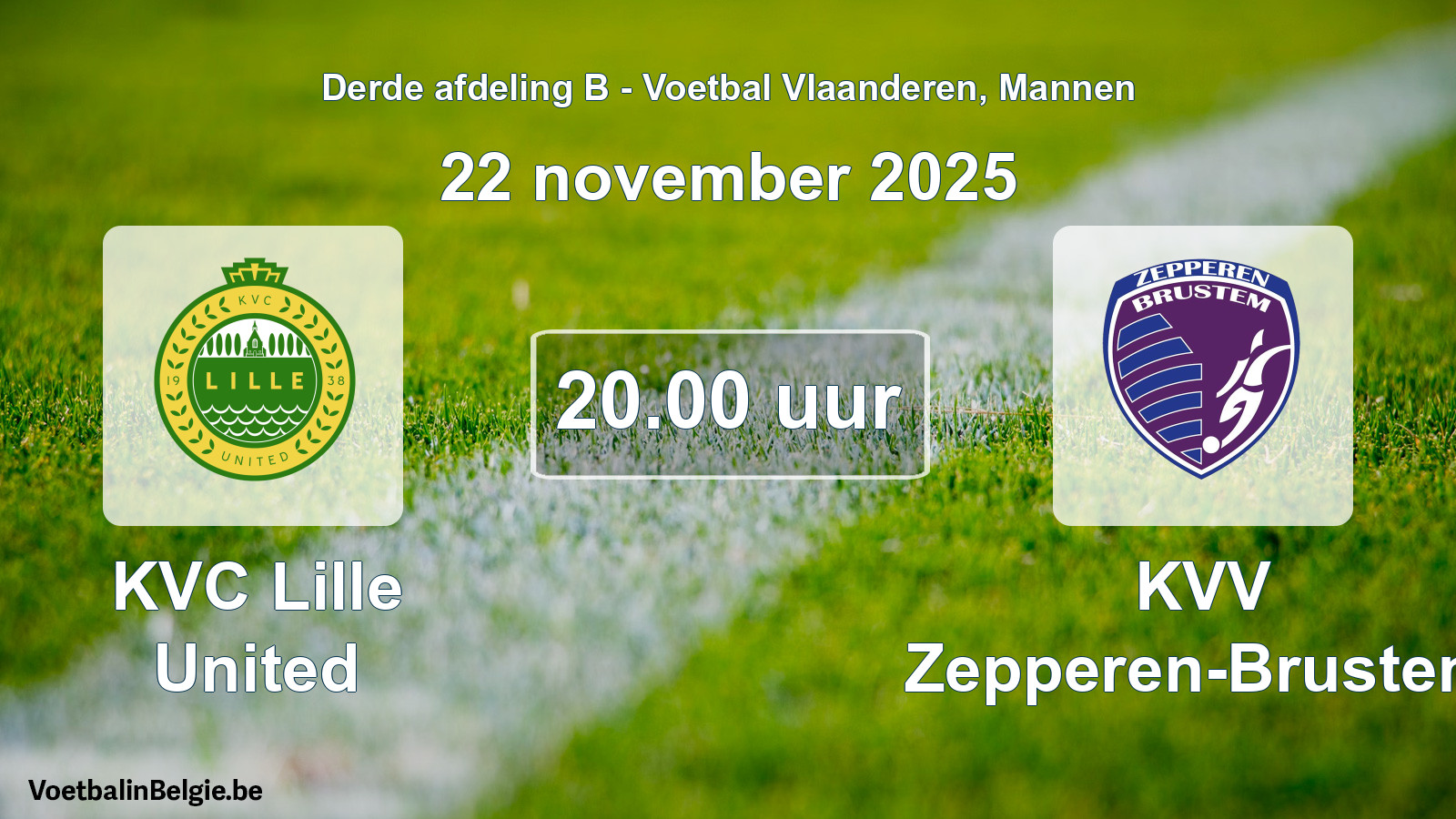 Scheduled match men football: KVC Lille United - KVV Zepperen-Brustem (22 November 2025)