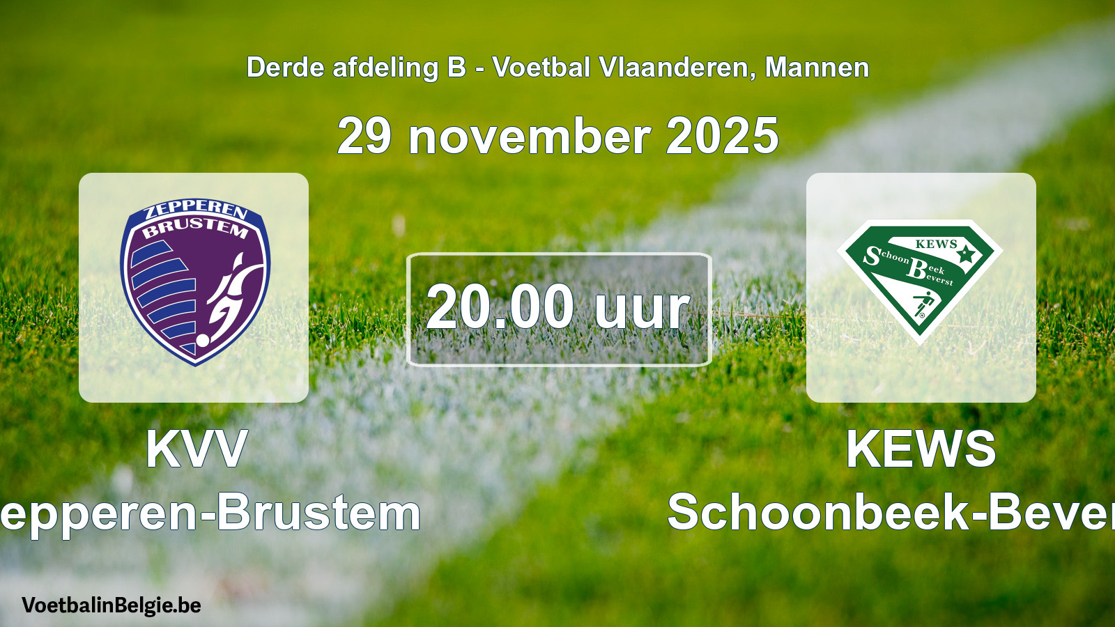 Geplande wedstrijd mannenvoetbal: KVV Zepperen-Brustem - KEWS Schoonbeek-Beverst (29 november 2025)