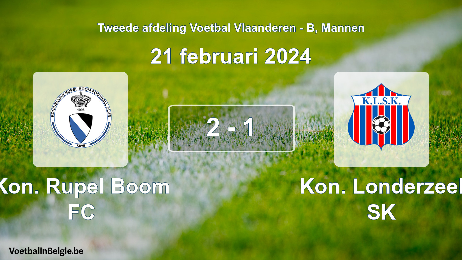 Gespeelde wedstrijd mannenvoetbal: Kon. Rupel Boom FC - Kon. Londerzeel SK 2 - 1 (21 februari 2024)