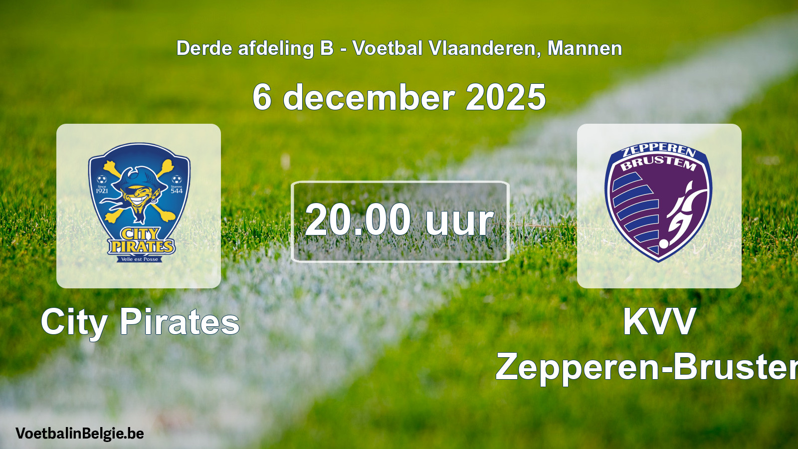 Scheduled match men football: City Pirates - KVV Zepperen-Brustem (6 December 2025)