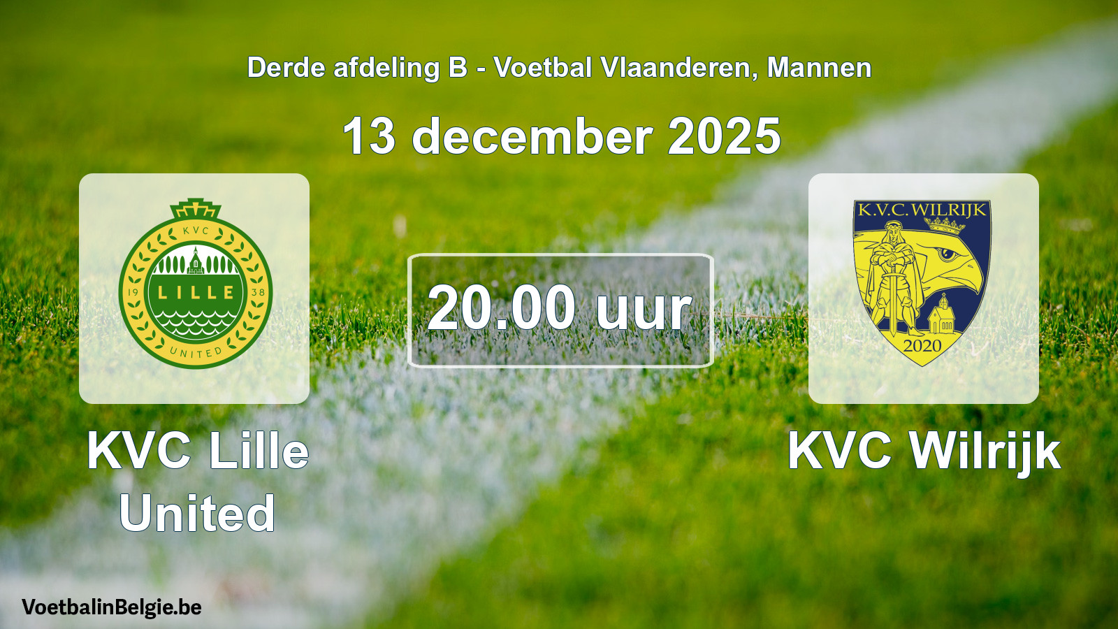 Geplantes Spiel männer-Fußball: KVC Lille United - KVC Wilrijk (13 Dezember 2025)