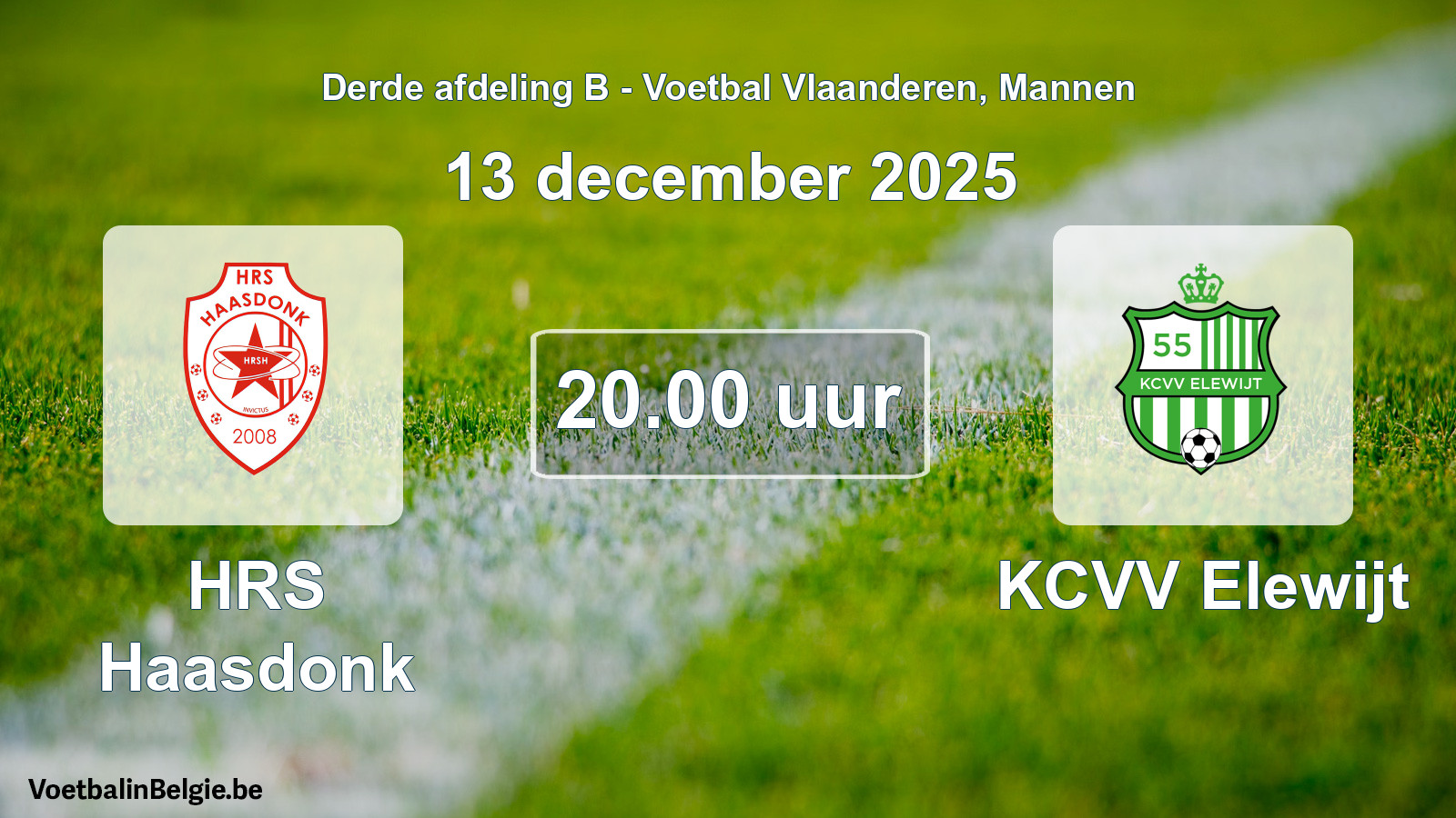 Match prévu football hommes: HRS Haasdonk - KCVV Elewijt (13 décembre 2025)
