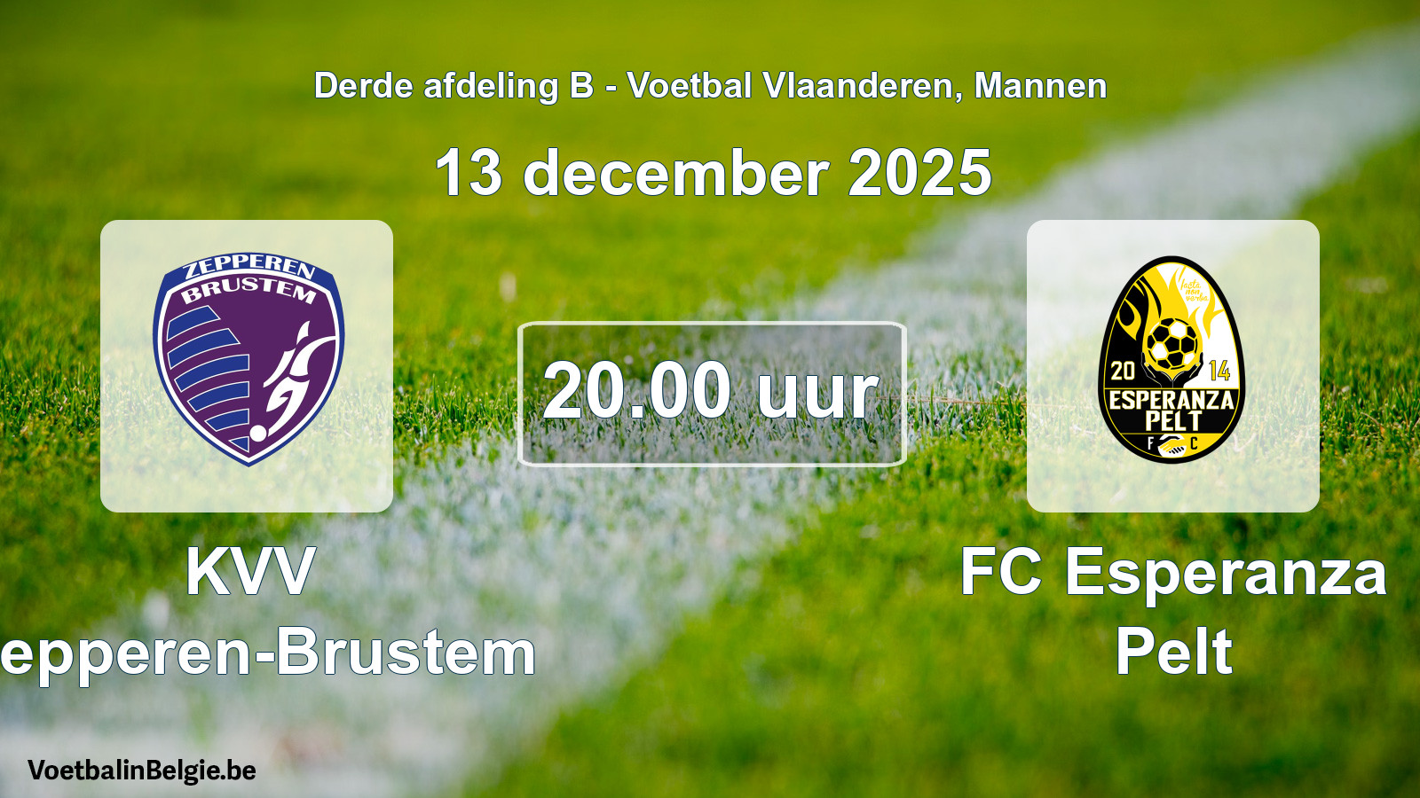 Scheduled match men football: KVV Zepperen-Brustem - FC Esperanza Pelt (13 December 2025)