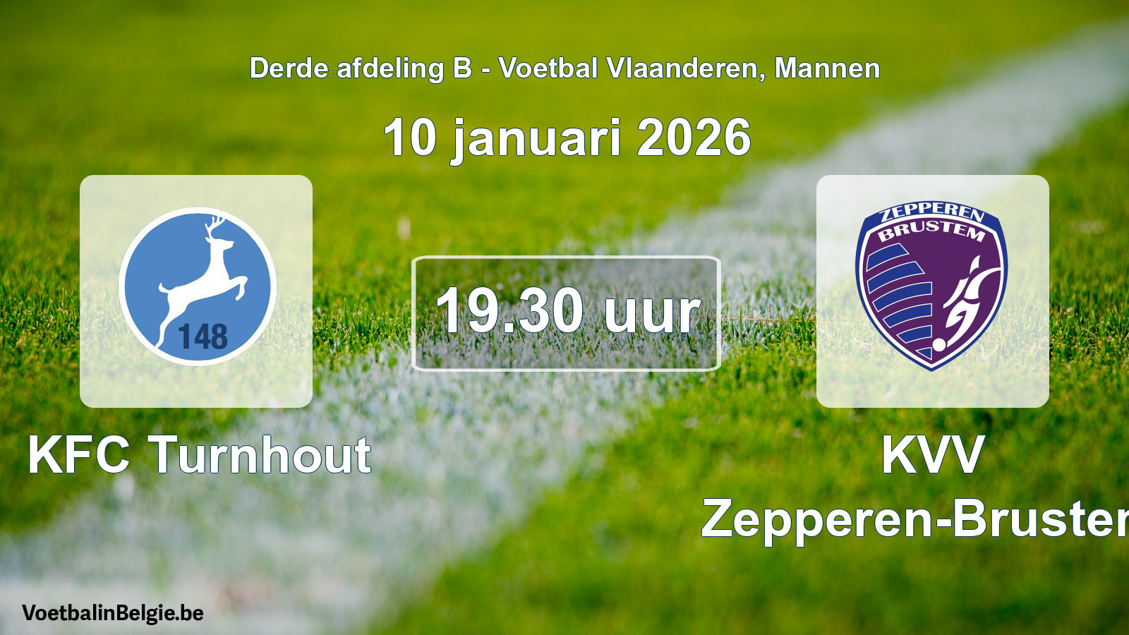 Scheduled match men football: KFC Turnhout - KVV Zepperen-Brustem (10 January 2026)